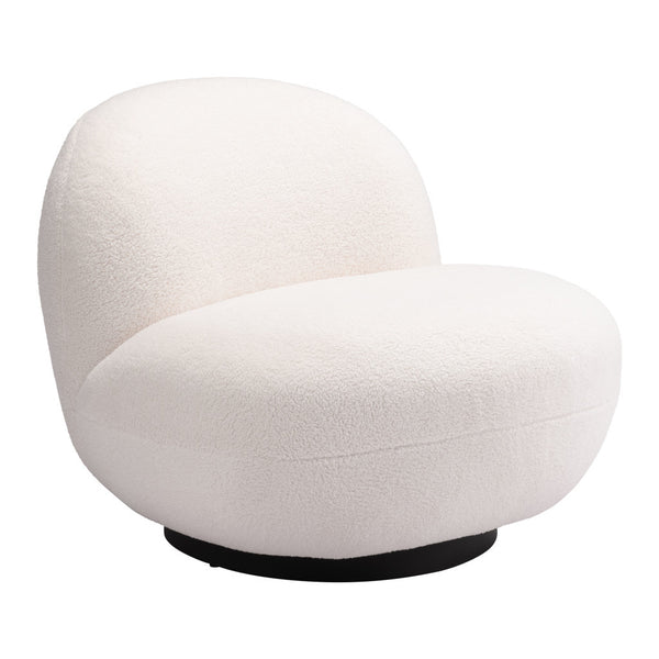 Homeroots 30" Cream And Black Sherpa Slipper Chair   556453