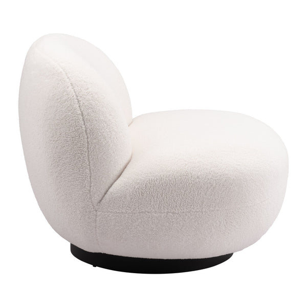 Homeroots 30" Cream And Black Sherpa Slipper Chair   556453