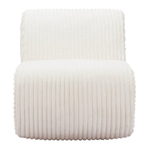 Homeroots 26" White Corduroy Contemporary Shaped Lounge Chair   556455