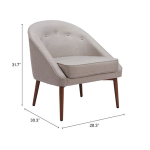 HomeRoots 28" Stylish Tufted Barrel Chair in Gray-Brown Fabric - Mid-Century Comfort for Any Room Decor 556456