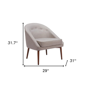 Homeroots 28" Gray And Brown Fabric Tufted Barrel Chair   556456