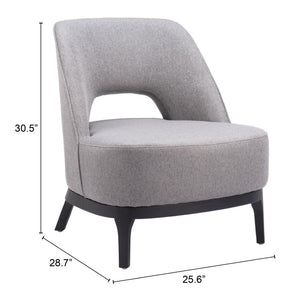 HomeRoots 26" Gray Upholstered Lounge Chair with Black Legs - Modern Comfort for Stylish Living Spaces 556458