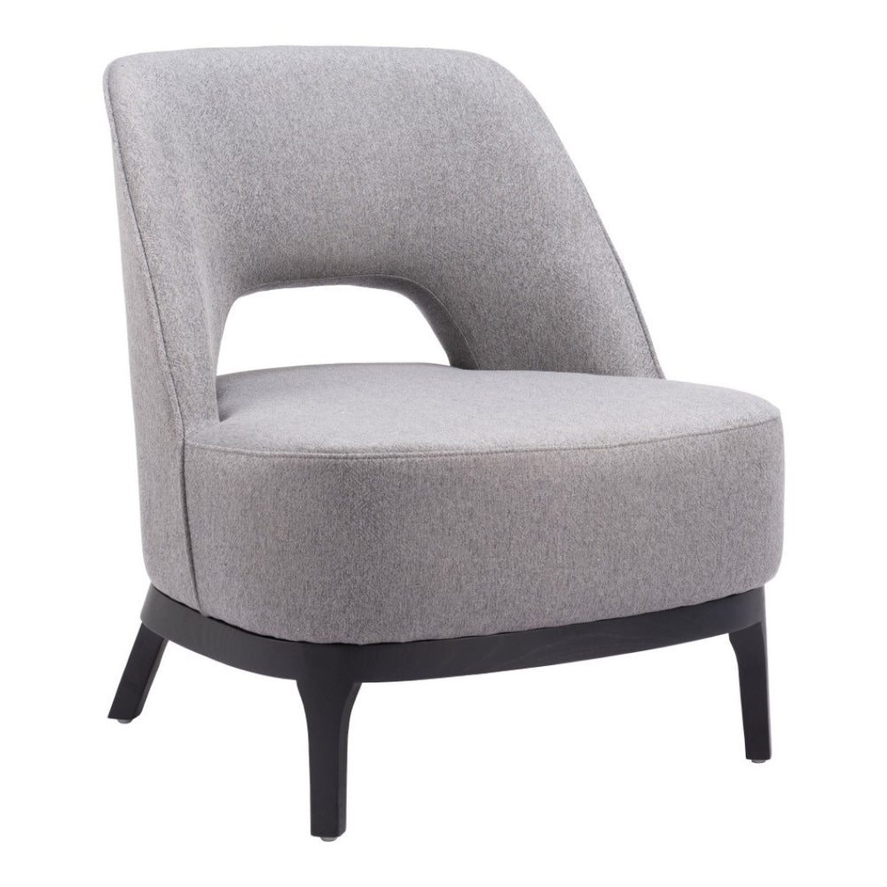 HomeRoots 26" Gray Upholstered Lounge Chair with Black Legs - Modern Comfort for Stylish Living Spaces 556458