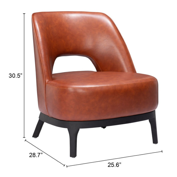 HomeRoots 26" Brown & Black Faux Leather Lounge Chair - Chic, Modern Accent with Plush Comfort & Support 556459