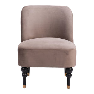 Homeroots 22" Taupe Black And Gold Velvet Side Chair   556460
