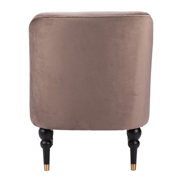 Homeroots 22" Taupe Black And Gold Velvet Side Chair   556460