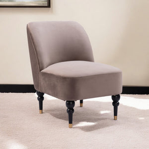 Homeroots 22" Taupe Black And Gold Velvet Side Chair   556460