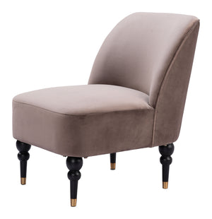 Homeroots 22" Taupe Black And Gold Velvet Side Chair   556460