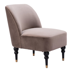 Homeroots 22" Taupe Black And Gold Velvet Side Chair   556460