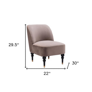 Homeroots 22" Taupe Black And Gold Velvet Side Chair   556460