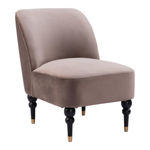 Homeroots 22" Taupe Black And Gold Velvet Side Chair   556460