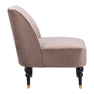 Homeroots 22" Taupe Black And Gold Velvet Side Chair   556460