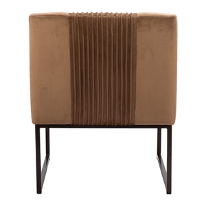 Homeroots 25" Brown And Brass Velvet Tufted Slipper Chair   556461