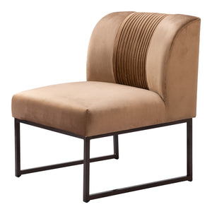 Homeroots 25" Brown And Brass Velvet Tufted Slipper Chair   556461