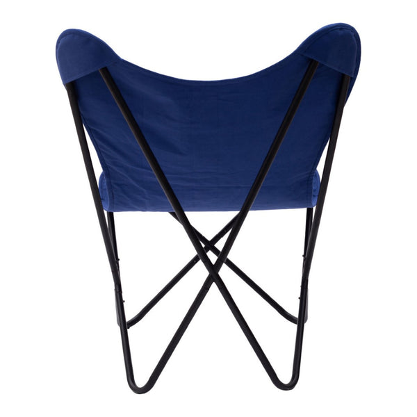 HomeRoots 26" Tropical Butterfly Accent Chair - Vibrant Blue & Black Floral Design for Comfort and Style 556462