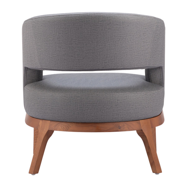 Homeroots 27" Slate Gray And Brown Faux Leather Arm Chair   556466