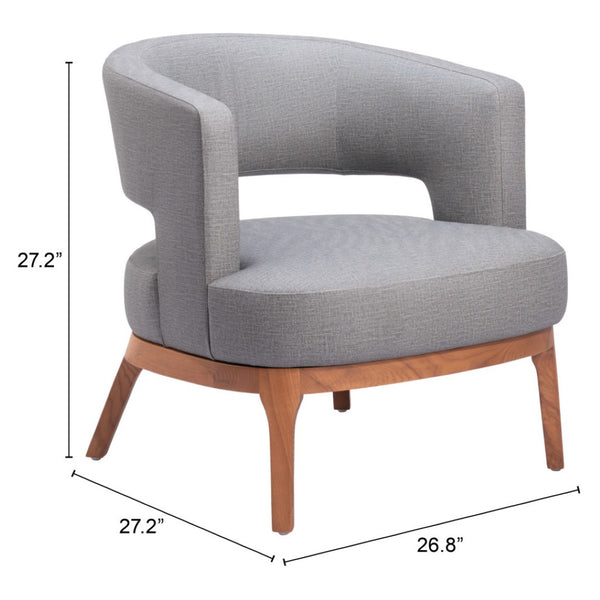 HomeRoots 27" Slate Gray & Brown Faux Leather Arm Chair - Stylish Comfort for Modern Living Spaces, Versatile Design 556466