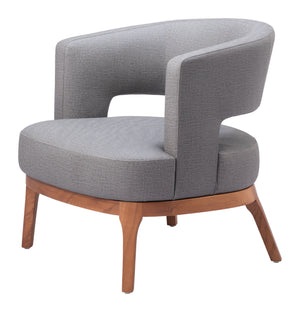 Homeroots 27" Slate Gray And Brown Faux Leather Arm Chair   556466