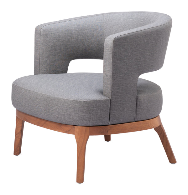 Homeroots 27" Slate Gray And Brown Faux Leather Arm Chair   556466