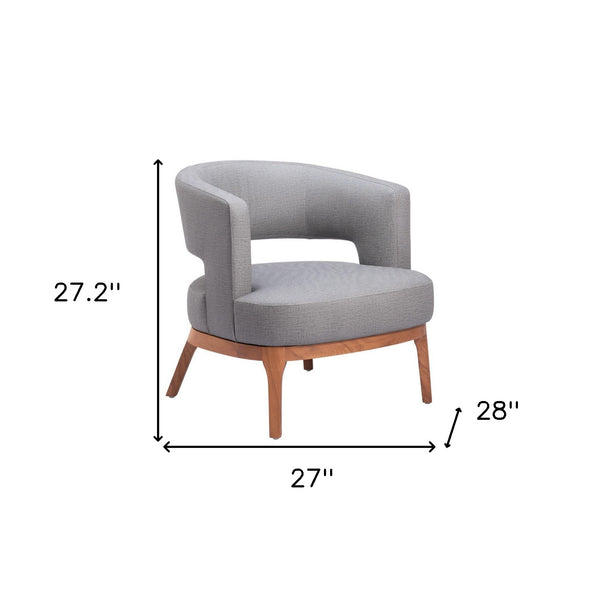 Homeroots 27" Slate Gray And Brown Faux Leather Arm Chair   556466