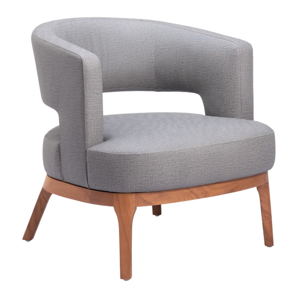 HomeRoots 27" Slate Gray & Brown Faux Leather Arm Chair - Stylish Comfort for Modern Living Spaces, Versatile Design 556466