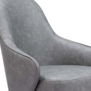 HomeRoots 28" Gray and Gold Swivel Arm Chair - Modern Elegance in Faux Leather for Home or Office Comfort 556467