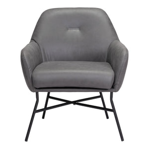 Homeroots 25" Gray And Black Faux Leather Arm Chair   556468