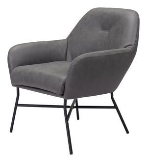 Homeroots 25" Gray And Black Faux Leather Arm Chair   556468