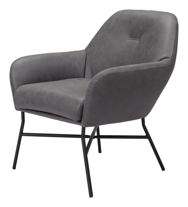 Homeroots 25" Gray And Black Faux Leather Arm Chair   556468