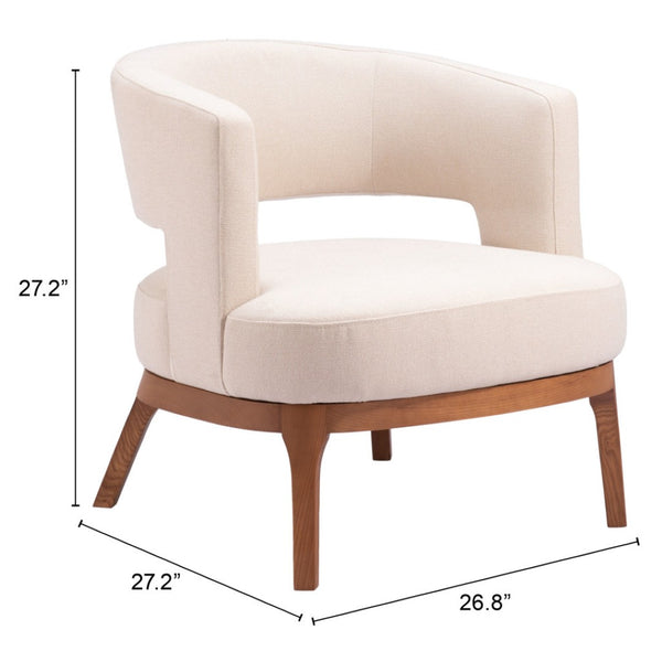 HomeRoots 27" Elegant Beige and Brown Upholstered Arm Chair - Modern Design with Plush Comfort and Style 556470