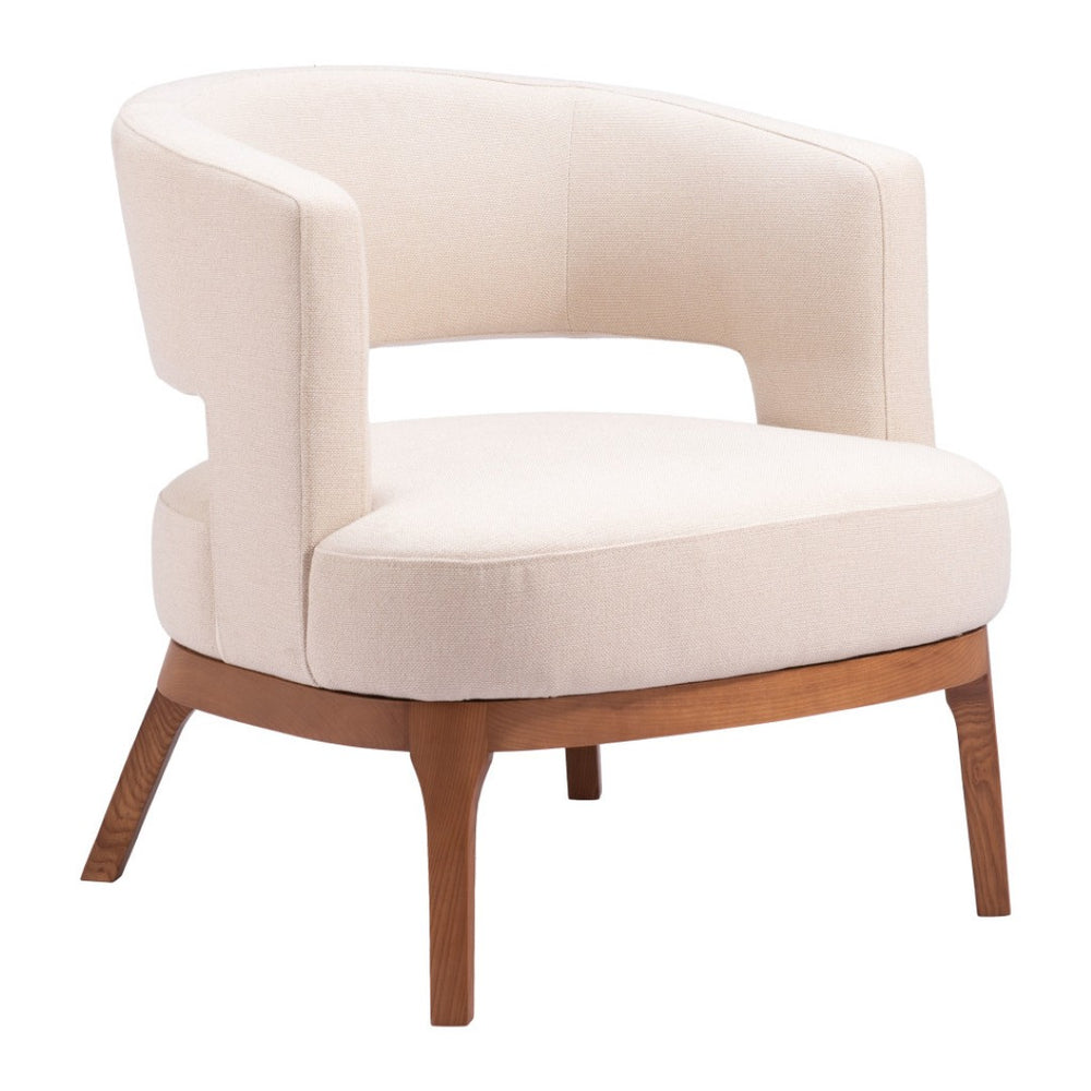 HomeRoots 27" Elegant Beige and Brown Upholstered Arm Chair - Modern Design with Plush Comfort and Style 556470