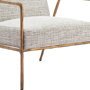 Homeroots 25" Beige And Gold Upholstered Arm Chair – Stylish Comfort For Your Living Room Or Office Space!   556471