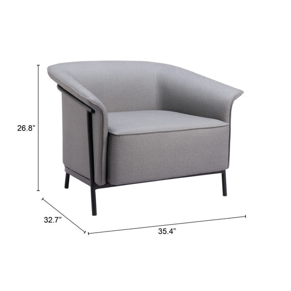 HomeRoots 35" Slate Gray and Black Faux Leather Arm Chair - Stylish Comfort for Modern Homes & Lounges 556472