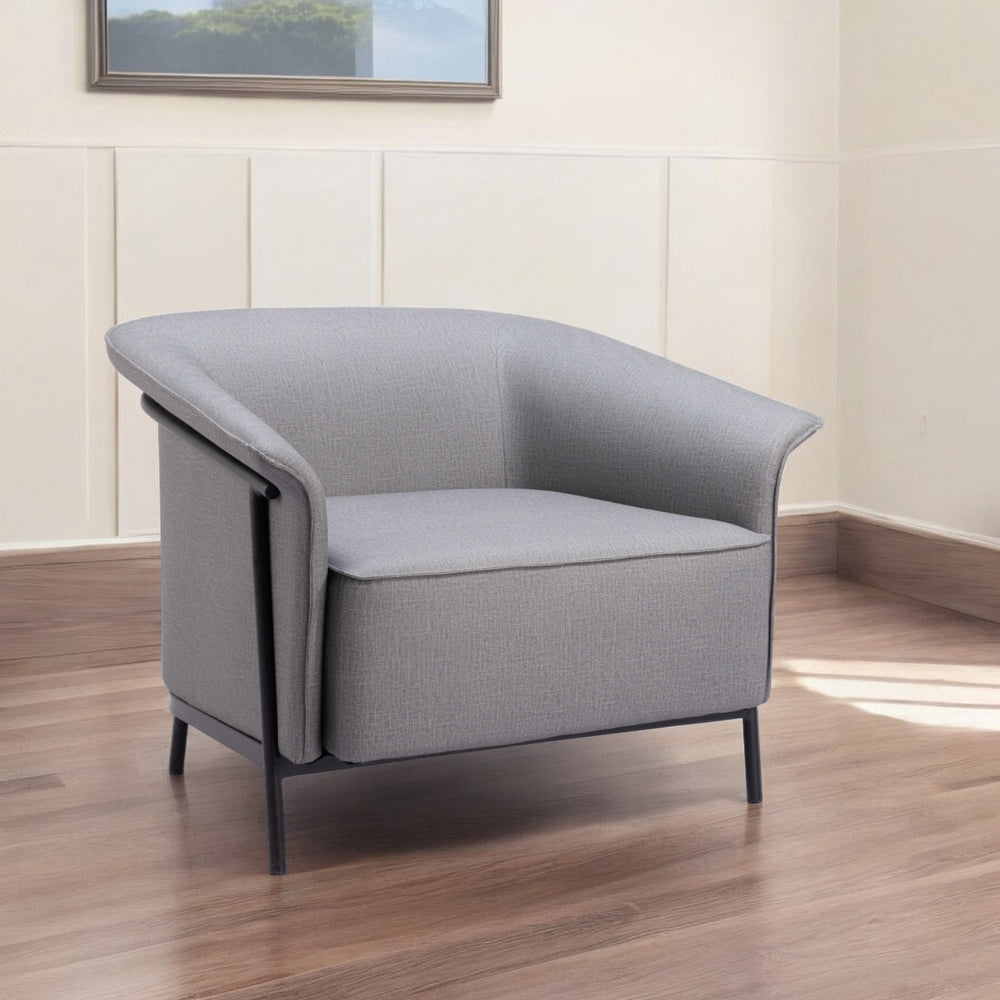 Homeroots 35" Slate Gray And Black Faux Leather Arm Chair   556472