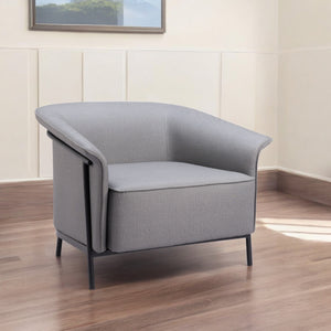 Homeroots 35" Slate Gray And Black Faux Leather Arm Chair   556472