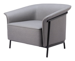 Homeroots 35" Slate Gray And Black Faux Leather Arm Chair   556472