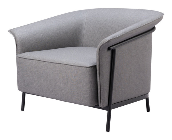 Homeroots 35" Slate Gray And Black Faux Leather Arm Chair   556472