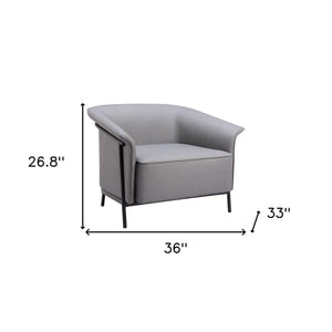 Homeroots 35" Slate Gray And Black Faux Leather Arm Chair   556472