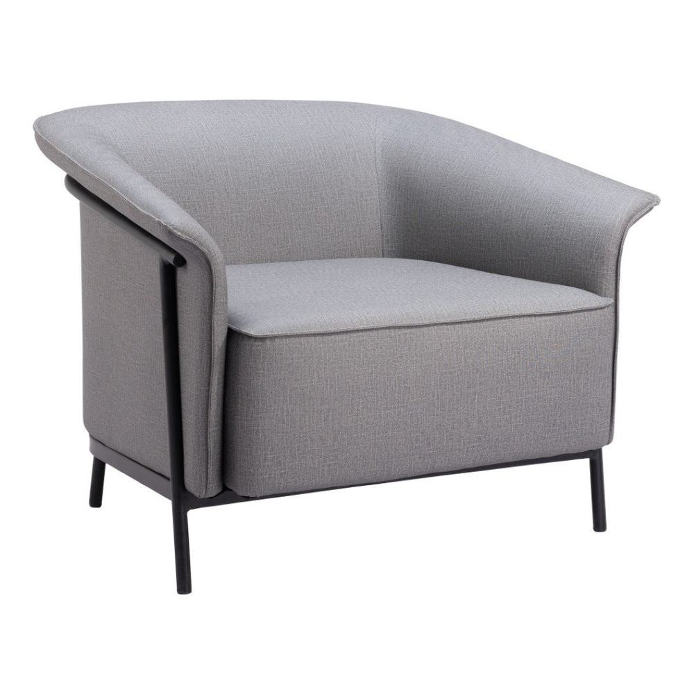 HomeRoots 35" Slate Gray and Black Faux Leather Arm Chair - Stylish Comfort for Modern Homes & Lounges 556472