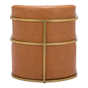 Homeroots 27" Brown And Gold Faux Leather Arm Chair   556474