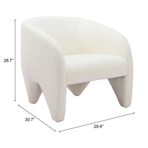HomeRoots 30" White Faux Shearling Accent Arm Chair - Chic Comfort Meets Modern Glam for Any Space 556477