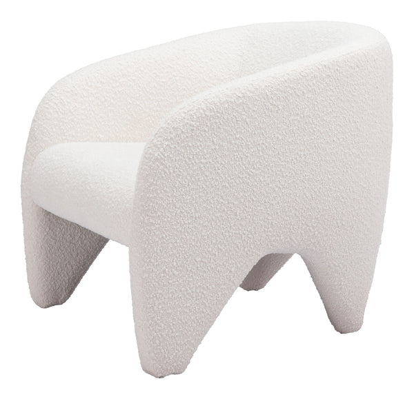 Homeroots 30" White Sherpa Arm Chair   556477