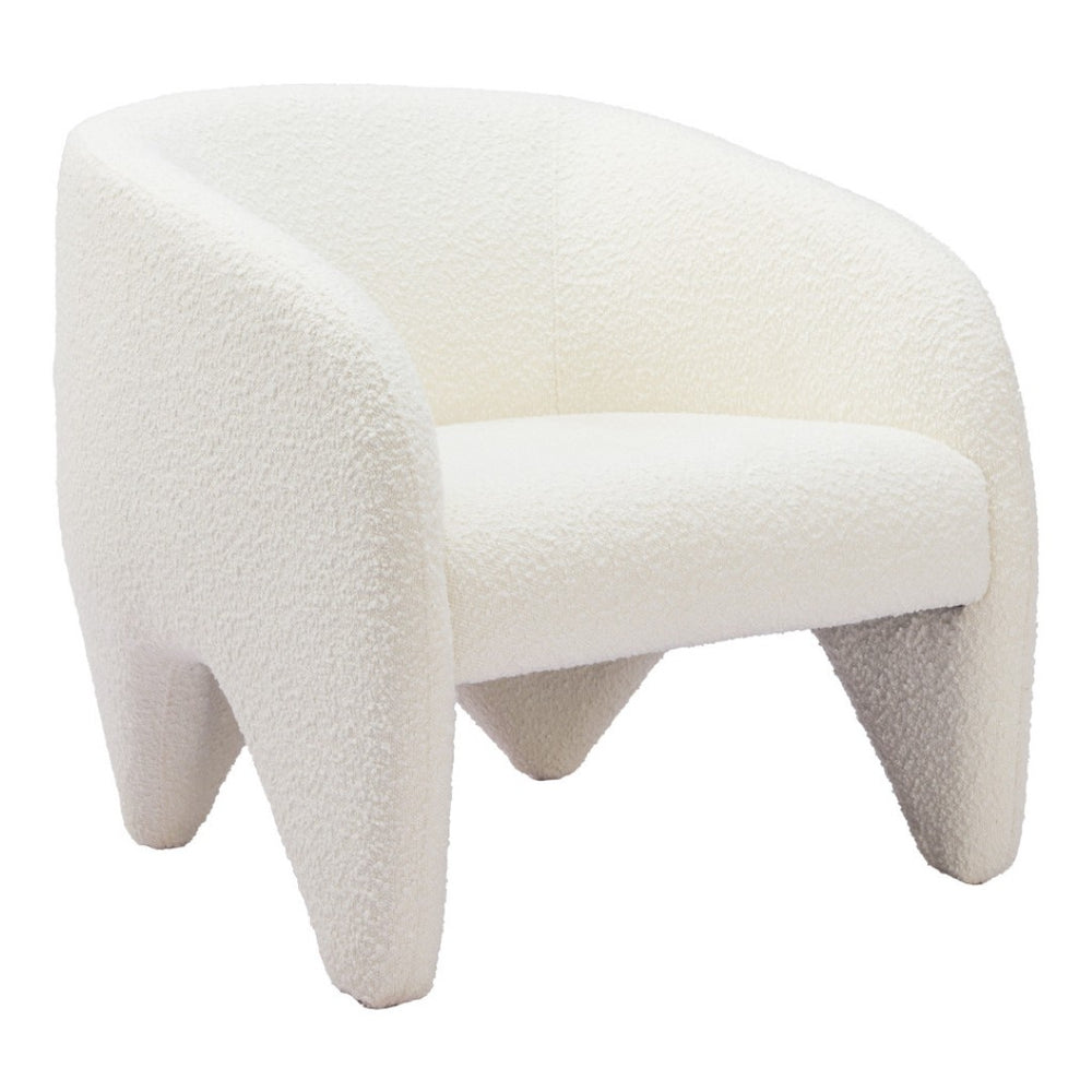 HomeRoots 30" White Faux Shearling Accent Arm Chair - Chic Comfort Meets Modern Glam for Any Space 556477