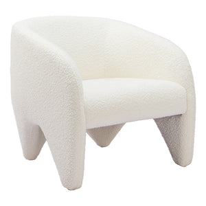 Homeroots 30" White Sherpa Arm Chair   556477