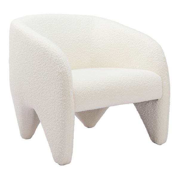 Homeroots 30" White Sherpa Arm Chair   556477