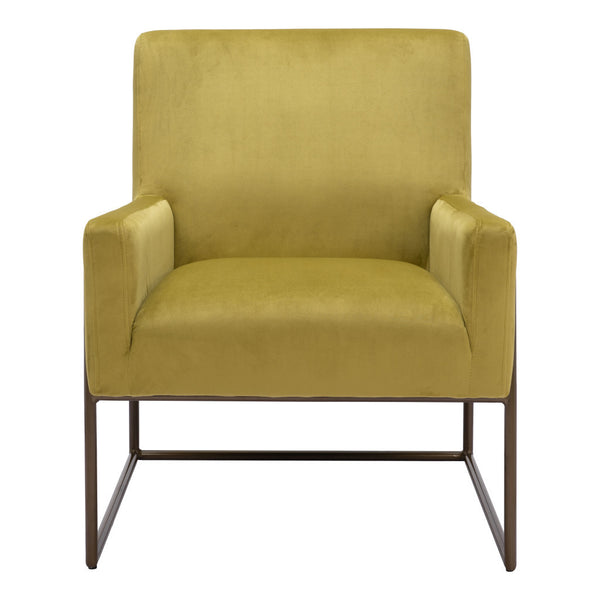 Homeroots 26" Olive Green And Bronze Velvet Arm Chair   556478