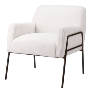 Homeroots 28" Cream And Bronze Sherpa Arm Chair   556481