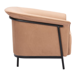 Homeroots 35" Tan And Black Fabric Arm Chair   556482