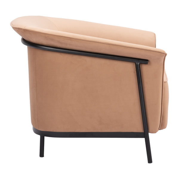 Homeroots 35" Tan And Black Fabric Arm Chair   556482