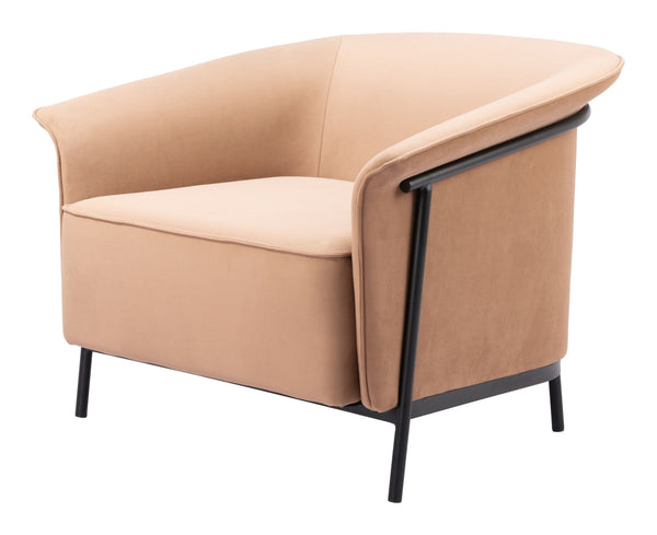 Homeroots 35" Tan And Black Fabric Arm Chair   556482